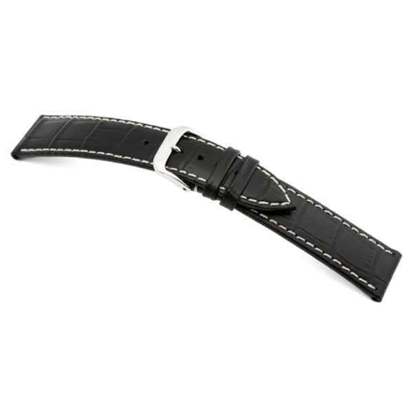 Panama bracelet montre cuir noir